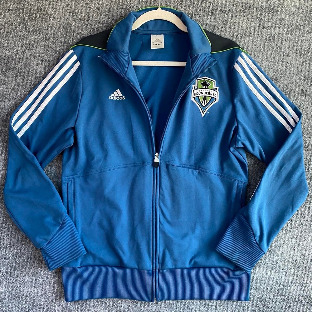 Adidas Kids Seattle Sounders FC Blue Track Jacket Full Zip